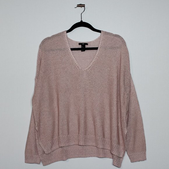 H&M Light Pink Knit Long Sleeve Sweater Large - Picture 1 of 3